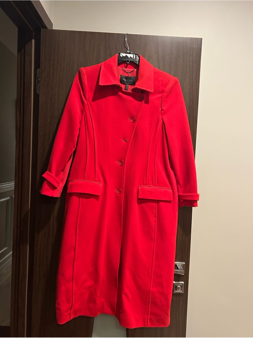 BCBGMaxAzria Bright Red Long Trench Coat